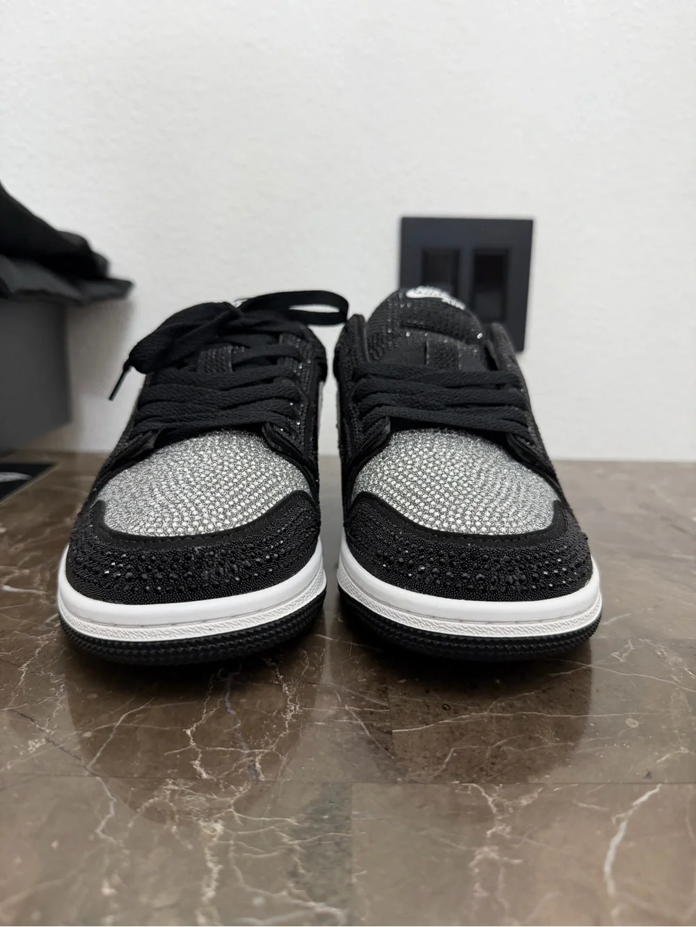 New! Women’s Jordan 1 Retro Low OG Swarovski Crystal Sneakers, Size 9 Fits Men’s